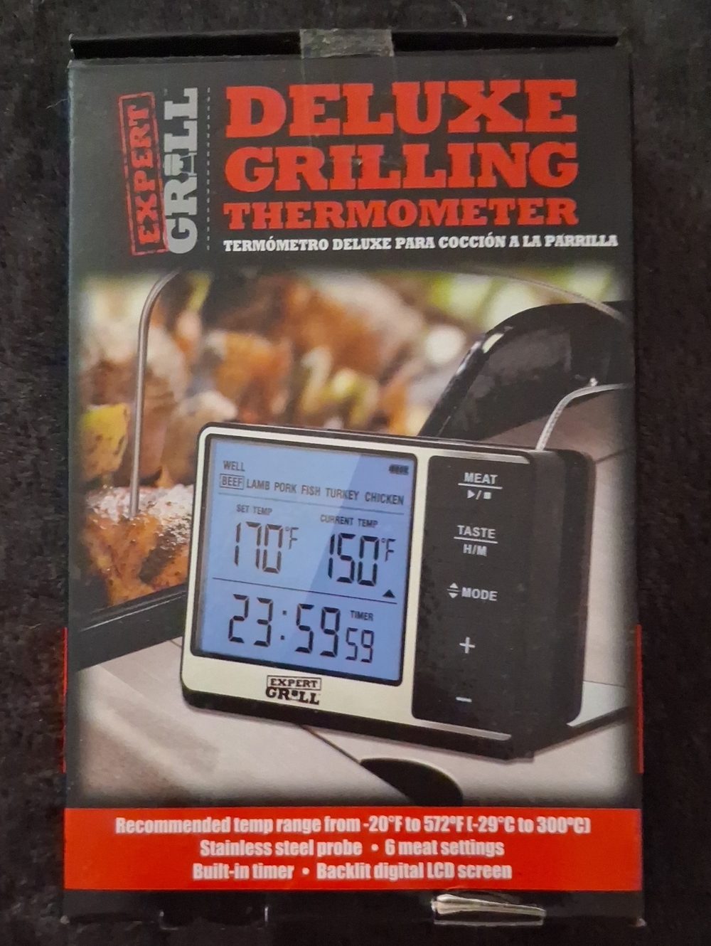 Deluxe Grilling Thermometer - Black NEW IN BOX